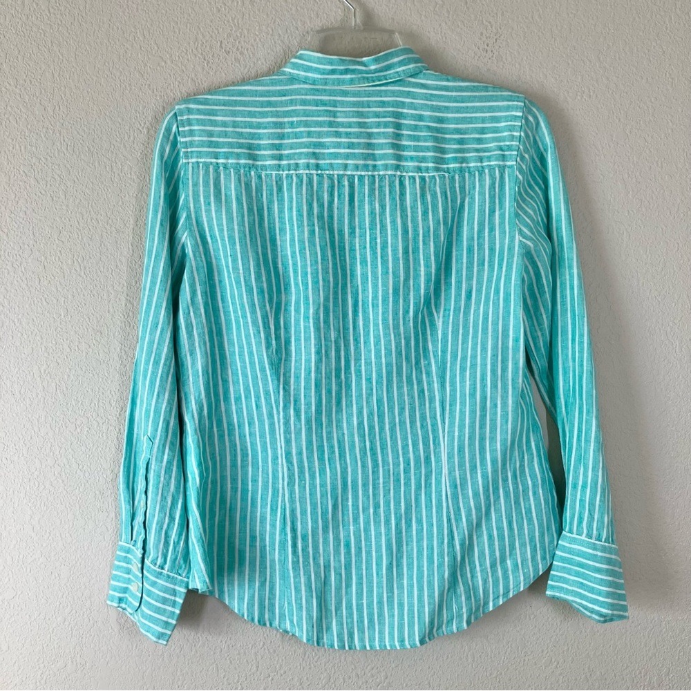 J CREW x BAIRD MCNUTT Irish Linen Button Up Shirt 6P Perfect Fit Preppy Resort - Picture 9 of 10